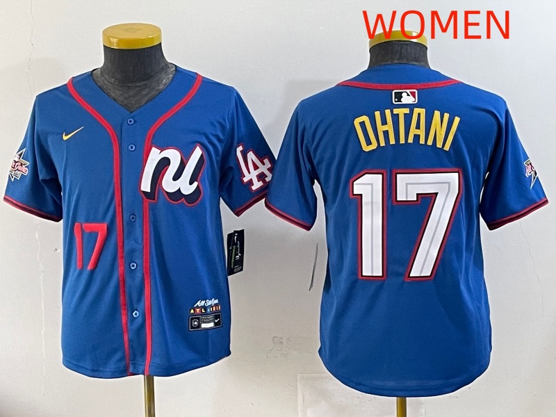 women 2025 Los Angeles Dodgers #17 Ohtani Blue Nike  2025 MLB All Star  Jersey style 005